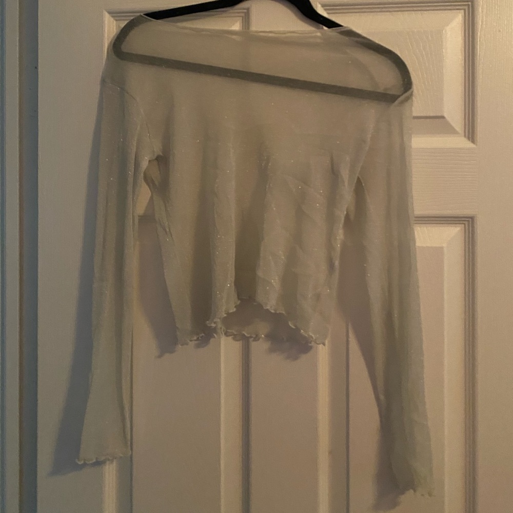 Light weight long sleeve sparkly see through top